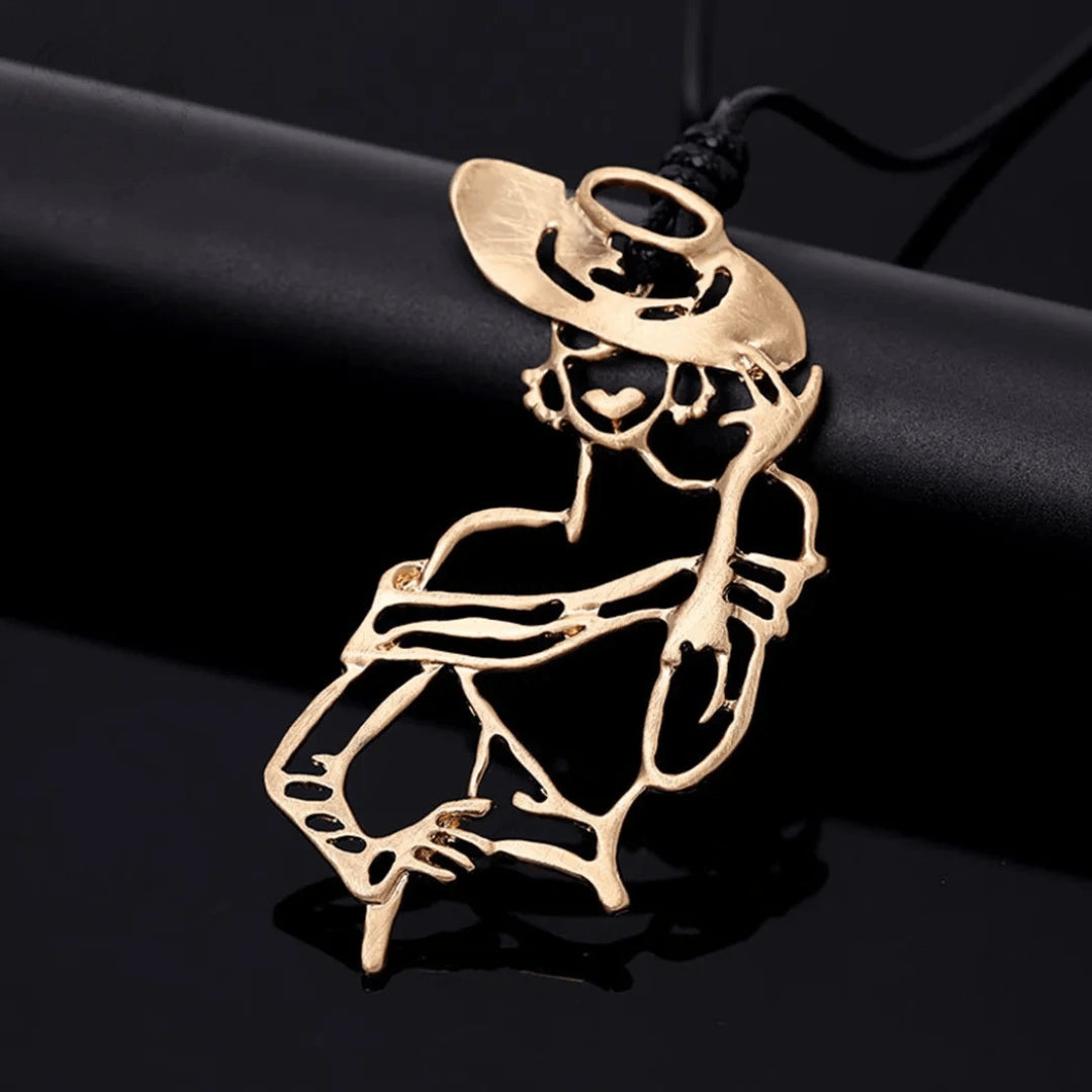 Colar Zynelle Mulher Dourada Vintage – Elegância que Encanta