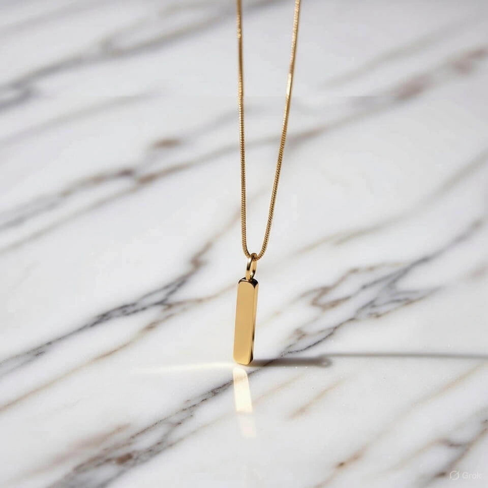 Zynelle Colar Feminino Quadrado Ouro Branco - Aço Inoxidável de Luxo
