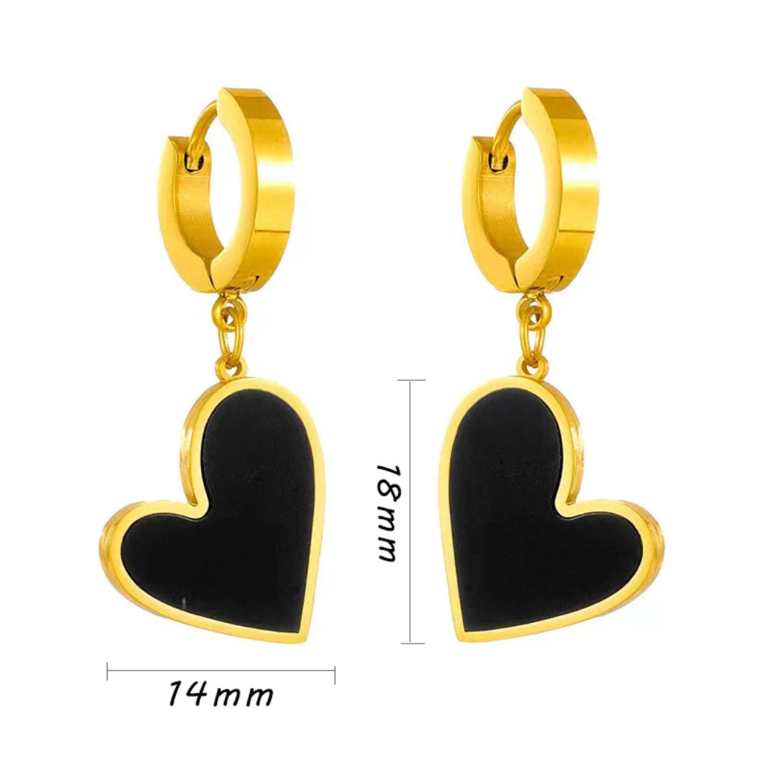 Zynelle Conjunto Coração Dourado e Preto