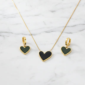 Zynelle Conjunto Coração Dourado e Preto