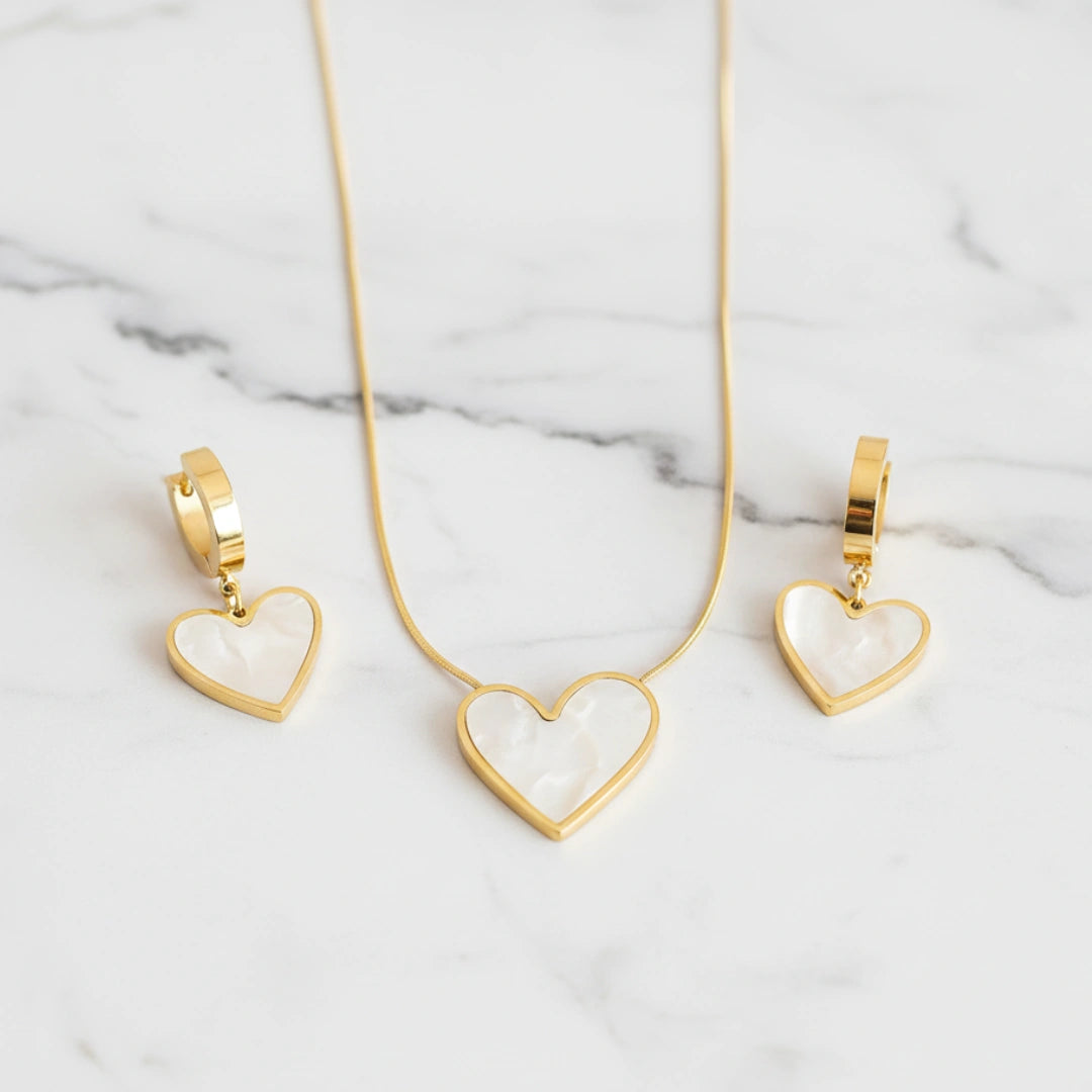 Zynelle Conjunto Coração Dourado e Preto