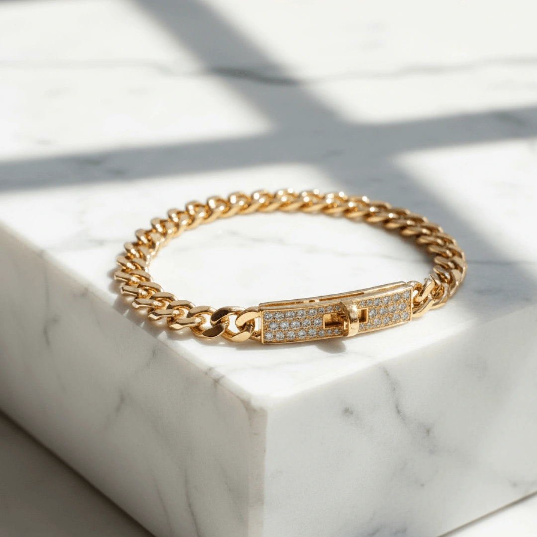 Pulseira Zynelle Cubana Estelar – Corrente Grossa com Zircão Incrustado 2025