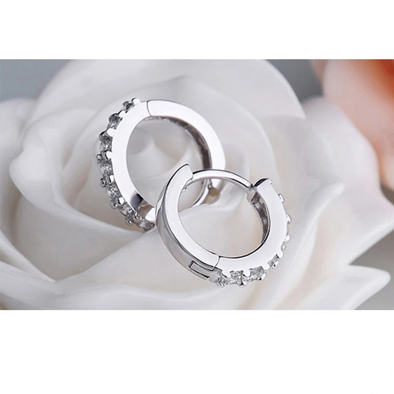 Brincos Zynelle Círculo de Prata  com Cristal Autêntico