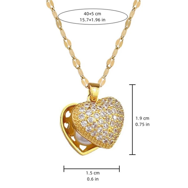 Colar Zynelle Coração de Pérola Francesa Dourado
