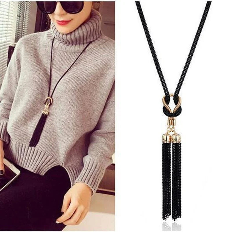 Zynelle Women Necklace – Colar Longo com Pingente Tassel Elegante