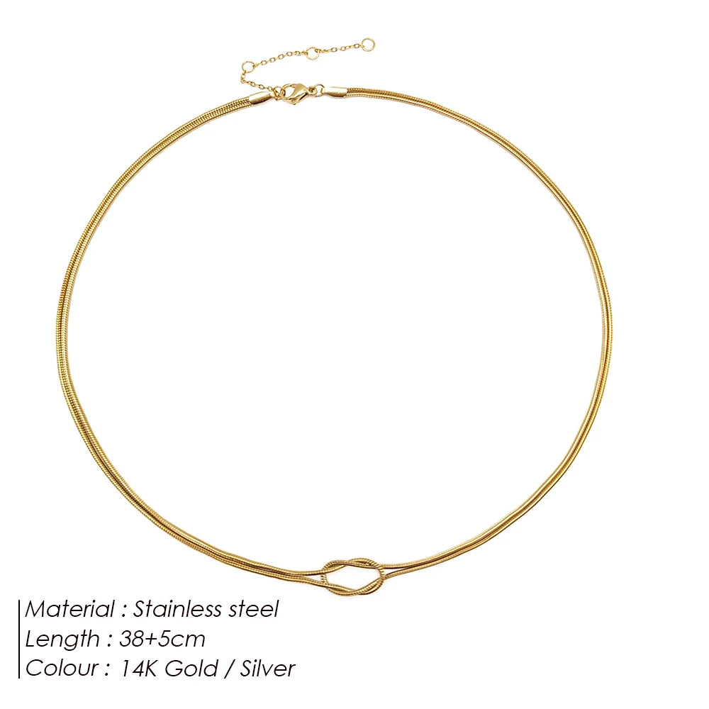 Zynelle | Colar Snake Chain com Nó em Banho Dourado 14k