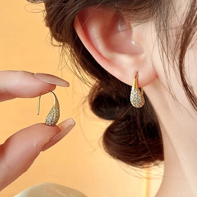 Brincos Minimalistas Zynelle com Pingente de Zircônia em Forma  Luxuosa