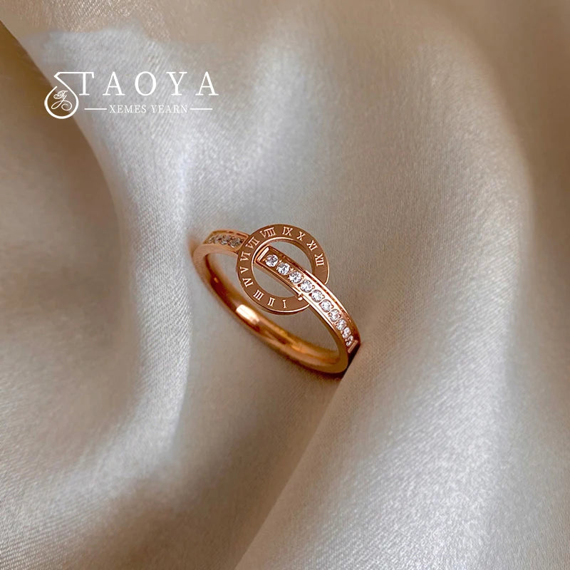 Anel Zynelle Círculo Romano Ouro Rosé Elegance