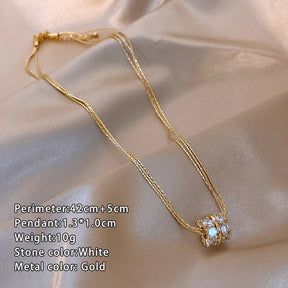 Colar Zynelle Luxo Dourado Zircônia Pendente – Esplendor Supremo